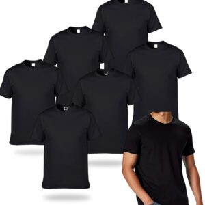 METFUIN Polyester Adult T-Shirts for Sublimation, 6 Pack, White, Crew Neck, Short Sleeve