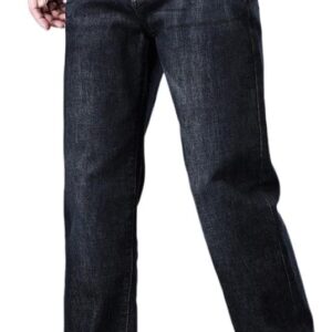 Spring and Autumn Jeans Loose Straight Leg Pants Versatile Elastic Pants(30) Blue